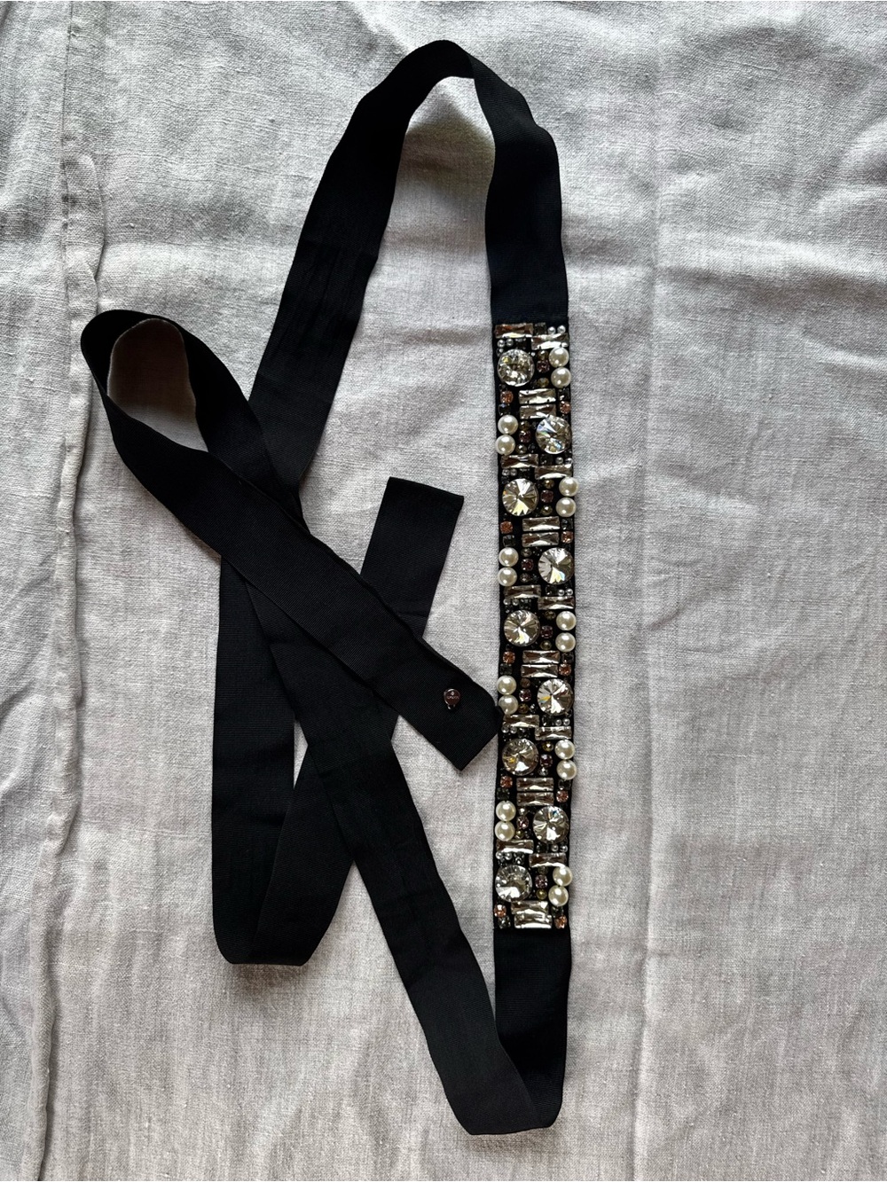 Max & Co. Black Jeweled Tie Belt